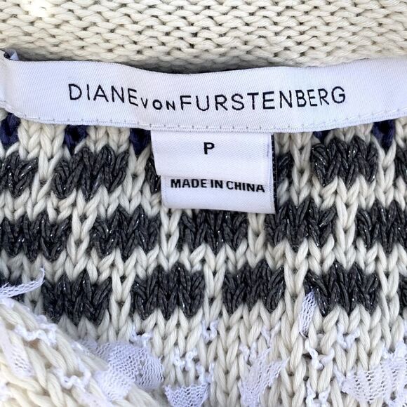 Diane Von Furstenberg White/Tan/Grey Arryn Knit Sweater Size Petite (XS). EUC! - Picture 9 of 11